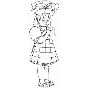 Girl With Nice Big Bow Coloring Sheet 