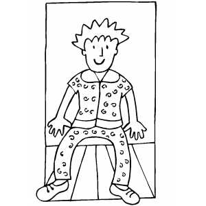 Standing Boy In Pajamas Coloring Sheet 