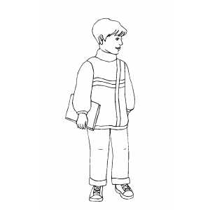 Standing Boy With Book Coloring Sheet 