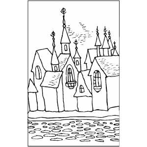 Castle In Old City Coloring Sheet 