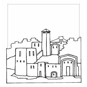 Castle With Garden Inside Coloring Sheet 