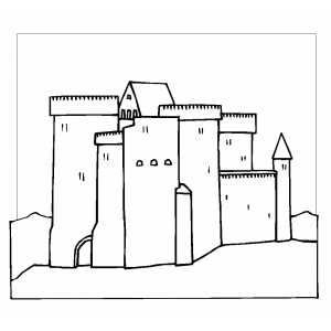 Castle With Square Walls Coloring Sheet 