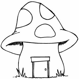 Mushroom House Coloring Sheet 