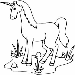 Unicorn Standing At Ground Coloring Sheet 