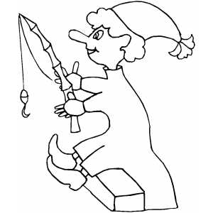 Fishing Elf Coloring Sheet 