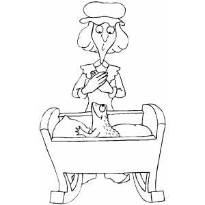 Frog In Cradle Coloring Sheet 