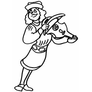 Musician With Violin Coloring Sheet 