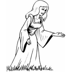 Pointing Maiden Coloring Sheet 