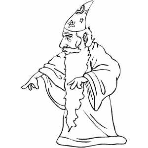 Pointing Wizard Coloring Sheet 