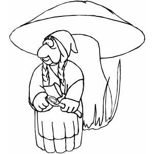 Woman And Huge Mushroom Coloring Sheet 