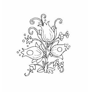 Flowers Design With Tulips Coloring Sheet 