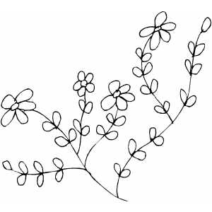 Flowers With Multiple Leaves Coloring Sheet 