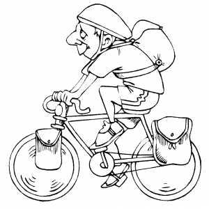 Cycling With Sack Coloring Sheet 