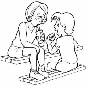 Family On Picnic Coloring Sheet 