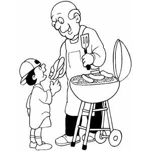 Old Man Giving Hotdog To Boy Coloring Sheet 