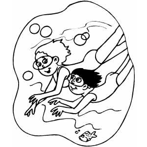 Swimmers Under Water Coloring Sheet 