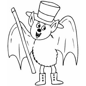 Bat With Cane Coloring Sheet 