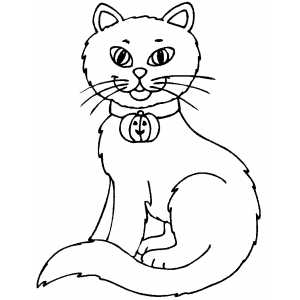 Cat With Pumpkin Necklace Coloring Sheet 