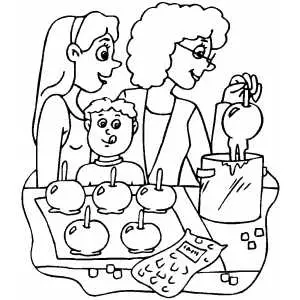 Making Caramel Apples Coloring Sheet 