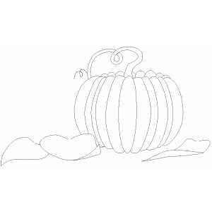 Pumpkin And Leaves Coloring Sheet 