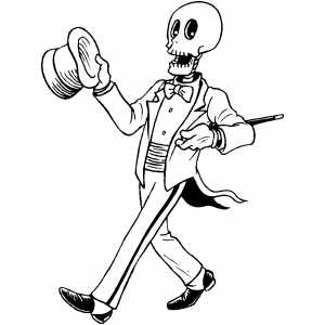 Skeleton In Suit Coloring Sheet 