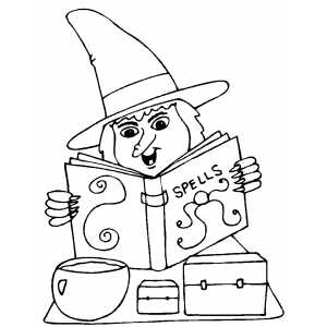 Studying Witch Coloring Sheet 