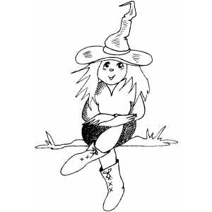 Witch Girl Costume Coloring Sheet 