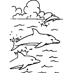 Dolphins Jumping Coloring Sheet 
