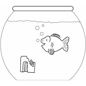 Goldfish In Aquarium Coloring Sheet 
