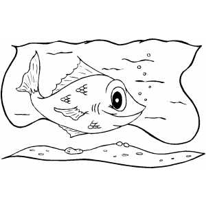 Happy Swimming Fish Coloring Sheet 