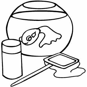 Single Goldfish In Aquarium Coloring Sheet 