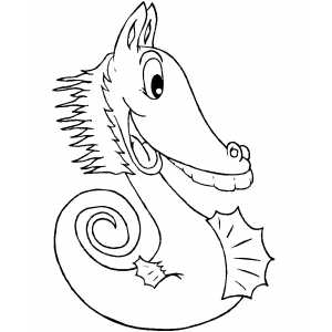 Smiling Seahorse Coloring Sheet 