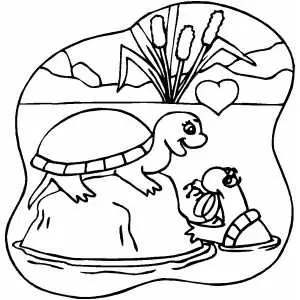 Turtles In Love Coloring Sheet 