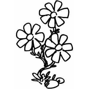 Three Smiling Flowers Coloring Sheet 