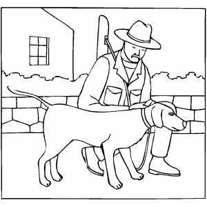 Hunter And Dog Coloring Sheet 