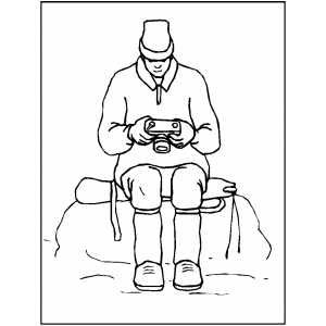 Man At Mountain With Camera Coloring Sheet 