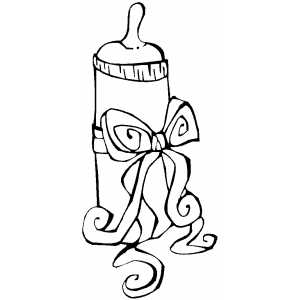 Baby Bottle With Bow Coloring Sheet 