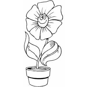 Cartoon Smiling Flower Coloring Sheet 