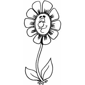 Serious Flower Cartoon Coloring Sheet 