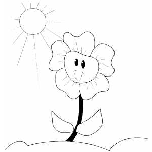 Smiling Flower Over The Sun Coloring Sheet 