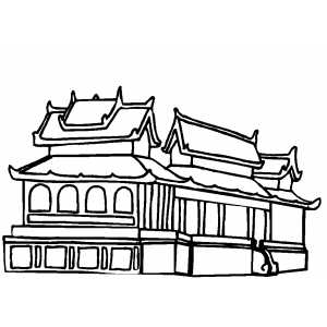 East Style Buildings Coloring Sheet 