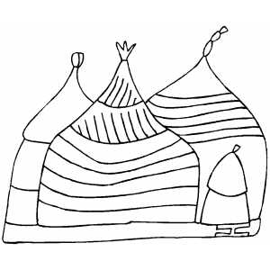 Huts Coloring Sheet 