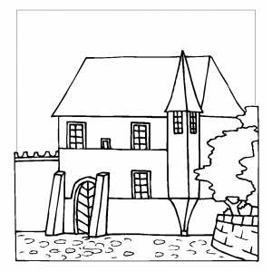 Old Style Building Coloring Sheet 