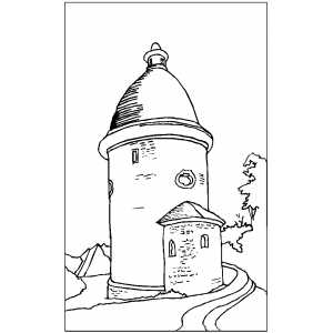 Round Building Coloring Sheet 
