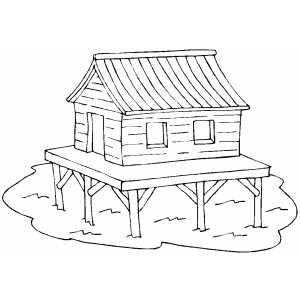 Stilted Dwelling Coloring Sheet 