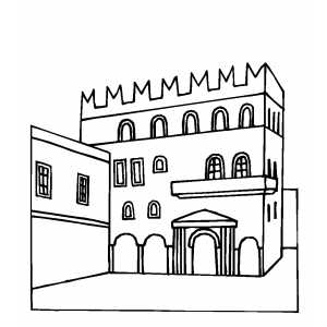 Stone Building Coloring Sheet 