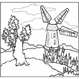 Windmill Coloring Sheet 