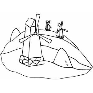 Windmills Coloring Sheet 