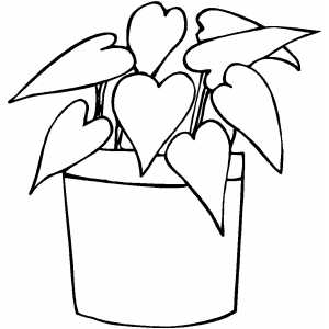 Plant With Heart Leaves Coloring Sheet 