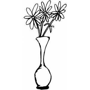 Three Flowers In Vase Coloring Sheet 